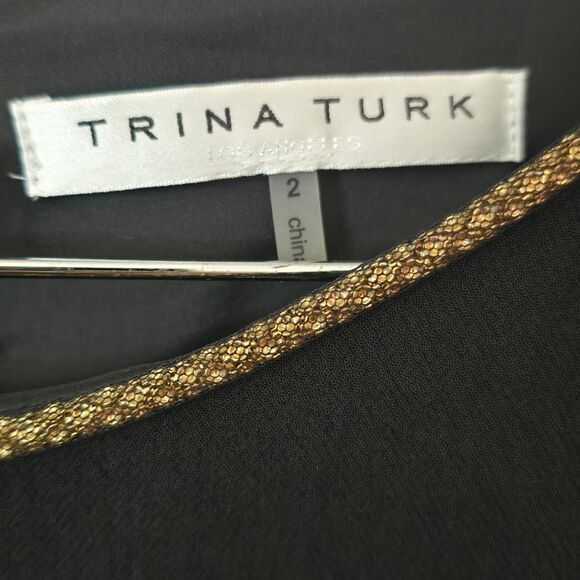 Trina Turk Black Dress with Gold Accents - Picture 4 of 6